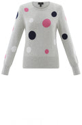 Silver Grey Pink and Navy Spotted Jumper