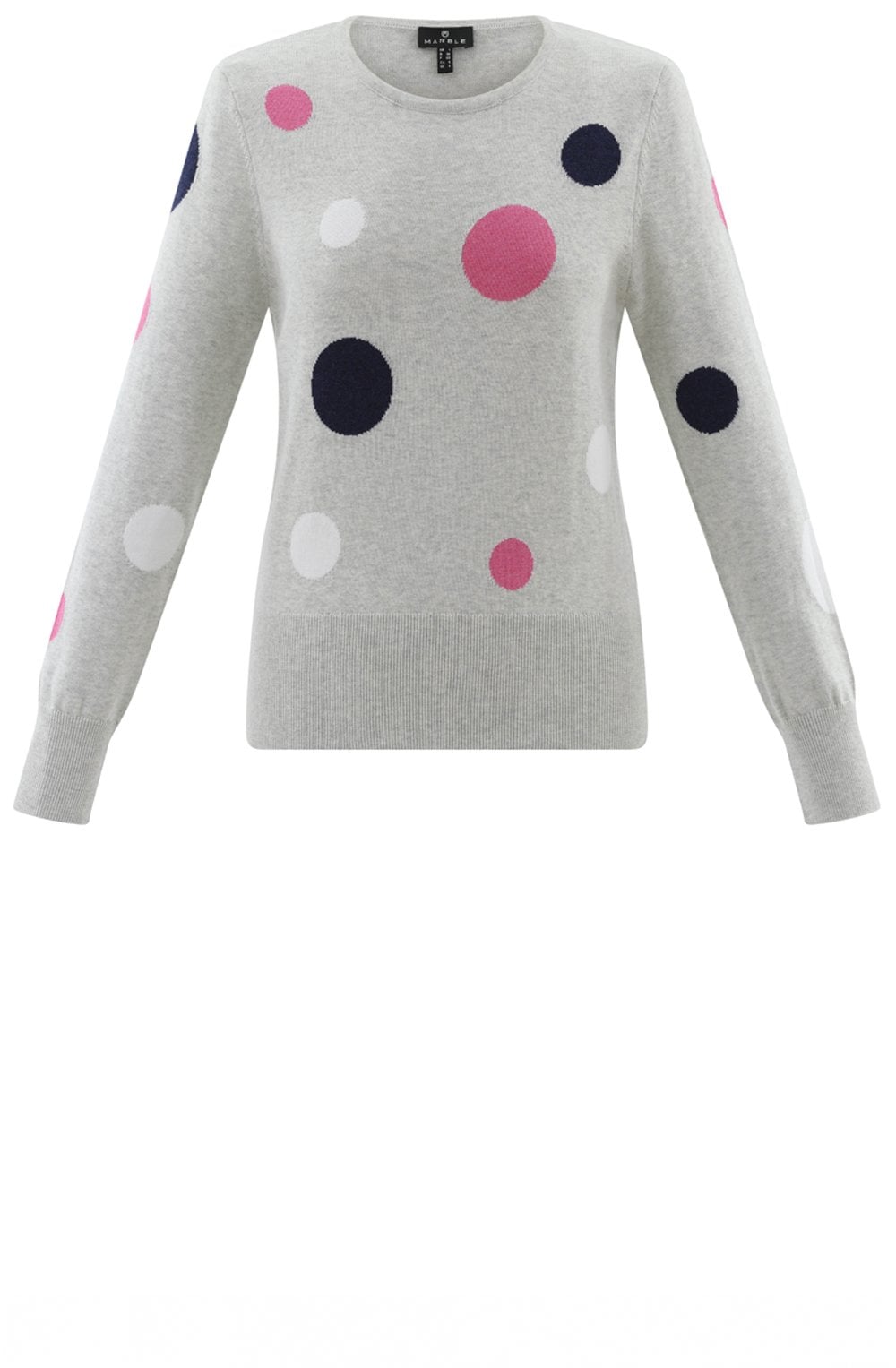 Silver Grey Pink and Navy Spotted Jumper