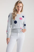 Silver Grey Pink and Navy Spotted Jumper