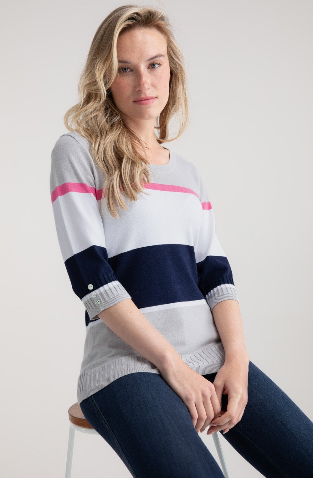 Silver Grey Ribbed Hem and Cuff Jumper