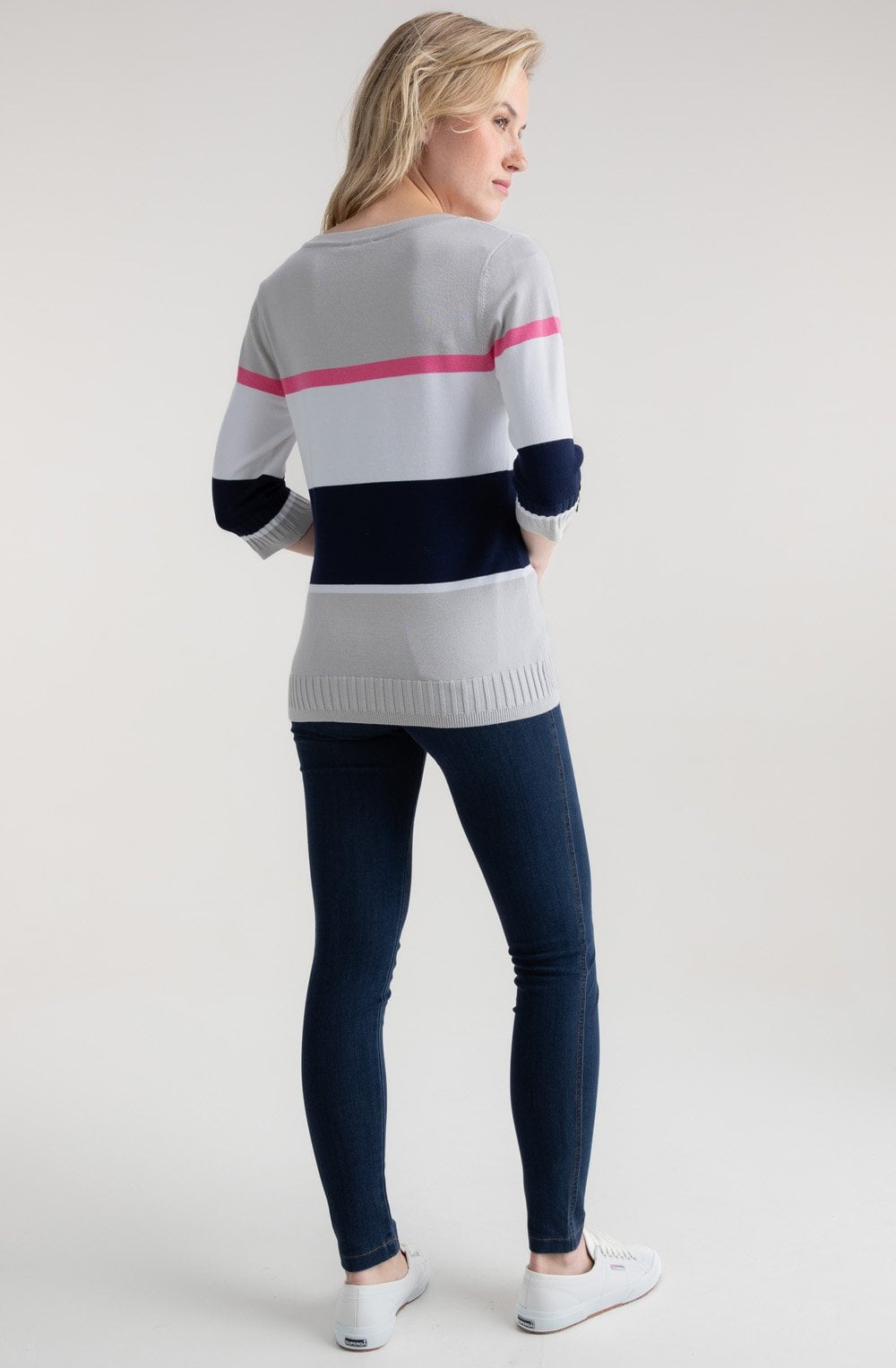 Silver Grey Ribbed Hem and Cuff Jumper