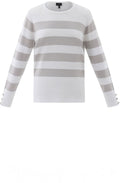 Silver Grey Stripe Button Cuff Jumper