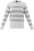 Silver Grey Stripe Button Cuff Jumper