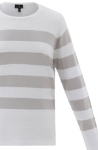 Silver Grey Stripe Button Cuff Jumper
