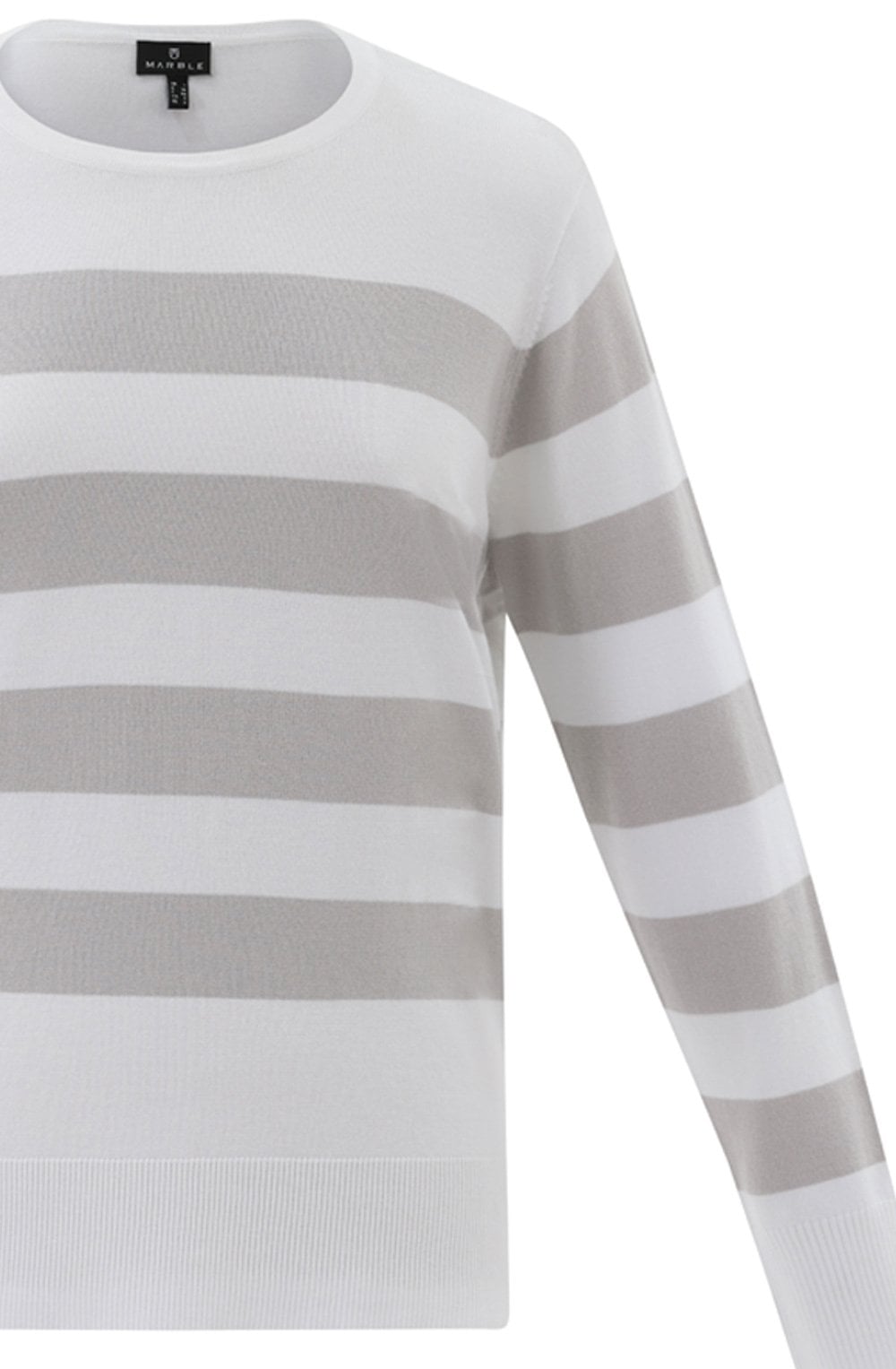 Silver Grey Stripe Button Cuff Jumper