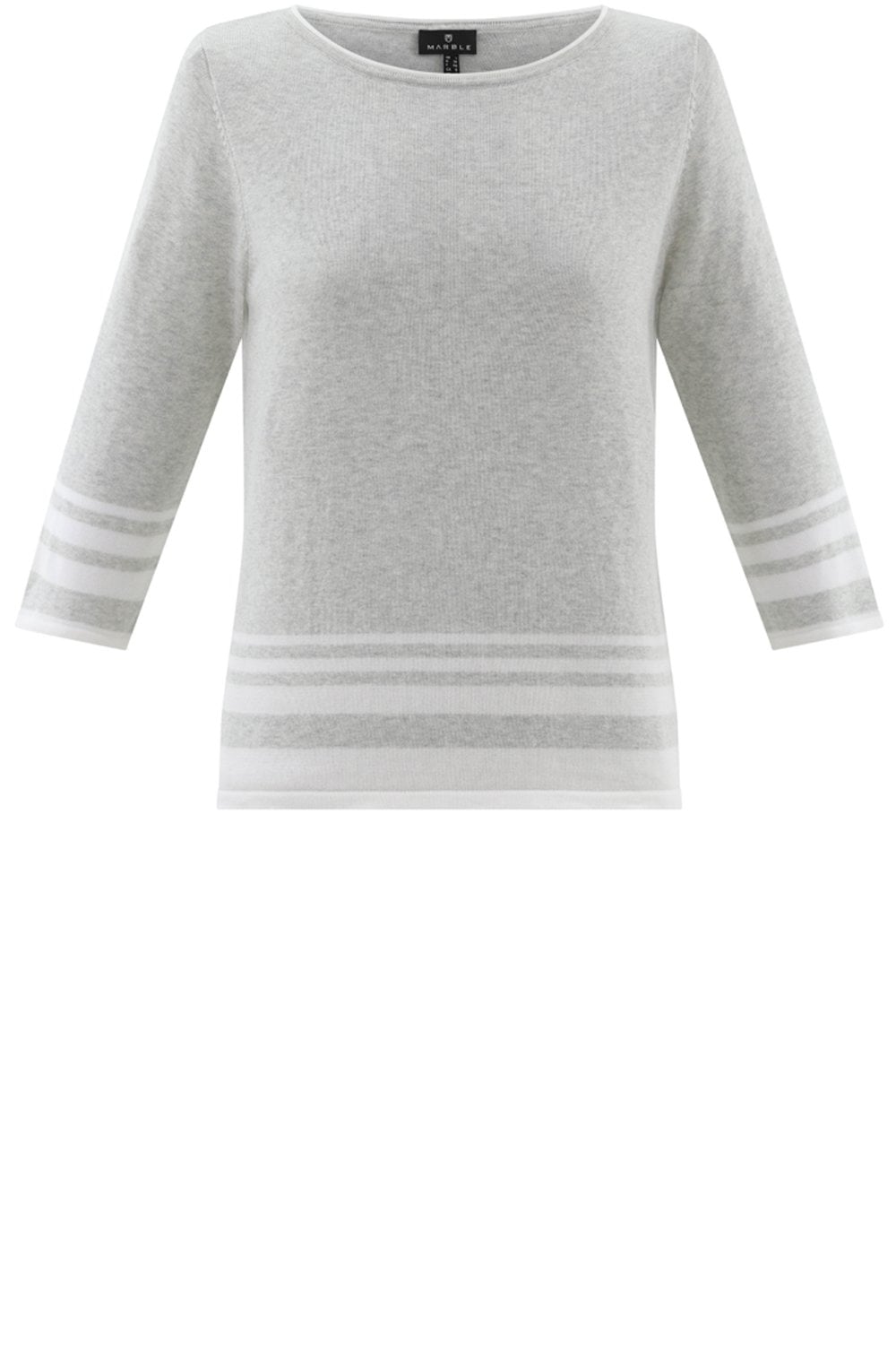 Silver Grey Striped Hem Jumper