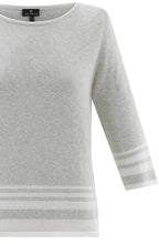 Silver Grey Striped Hem Jumper