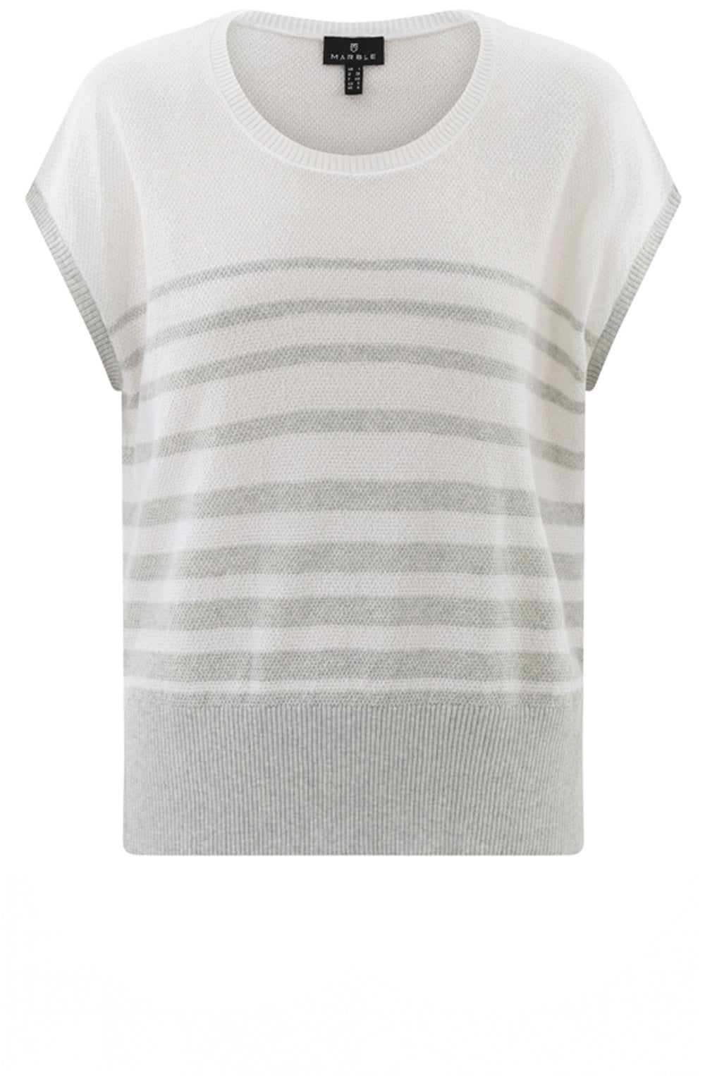 Silver Grey Textured Knit Cap Sleeve Top