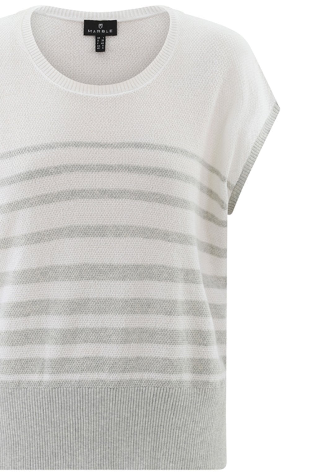 Silver Grey Textured Knit Cap Sleeve Top