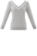 Silver Grey Wide V Neck Jumper