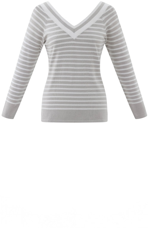 Silver Grey Wide V Neck Jumper