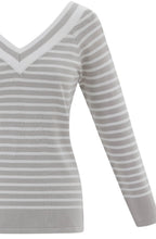 Silver Grey Wide V Neck Jumper