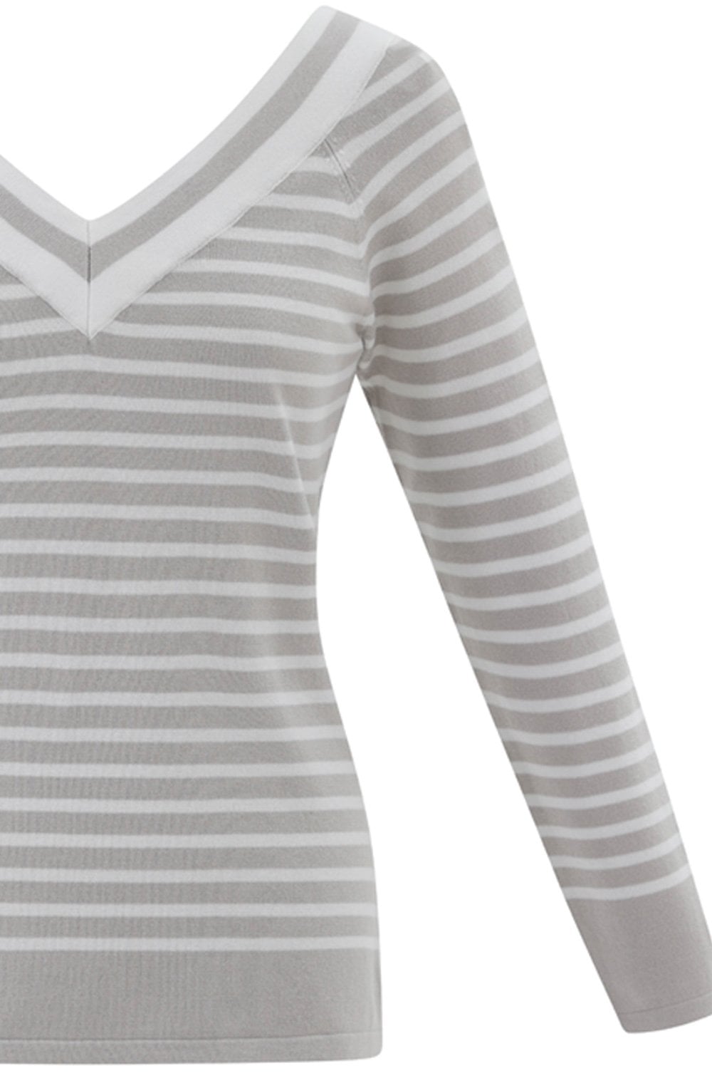 Silver Grey Wide V Neck Jumper