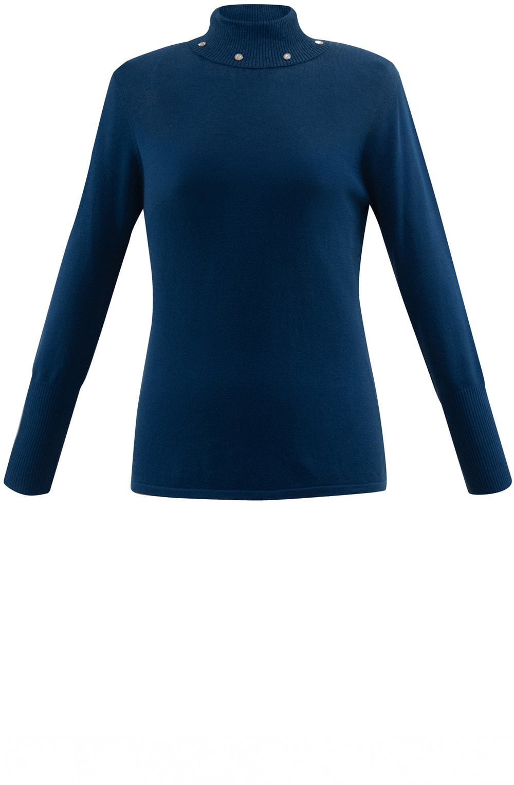 Silver Studded Teal Polo Neck Jumper