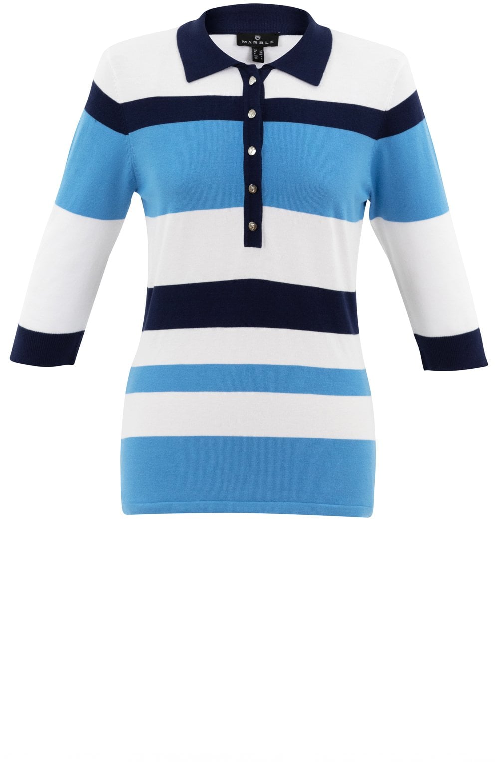 Sky Blue and Navy Collared Sweater