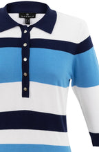 Sky Blue and Navy Collared Sweater