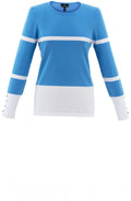 Sky Blue and White Striped Fitted Sweater