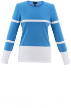 Sky Blue and White Striped Fitted Sweater
