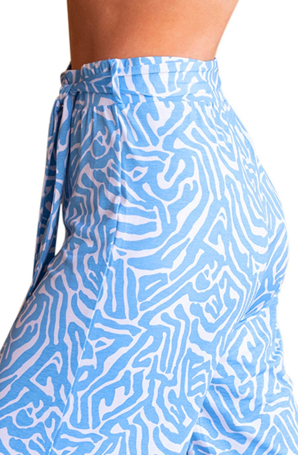 Sky Blue Bold Print Jersey Culottes