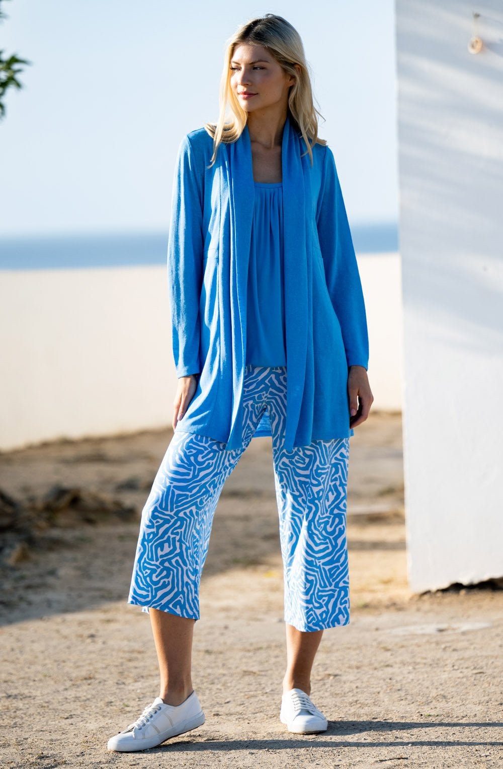 Sky Blue Bold Print Jersey Culottes