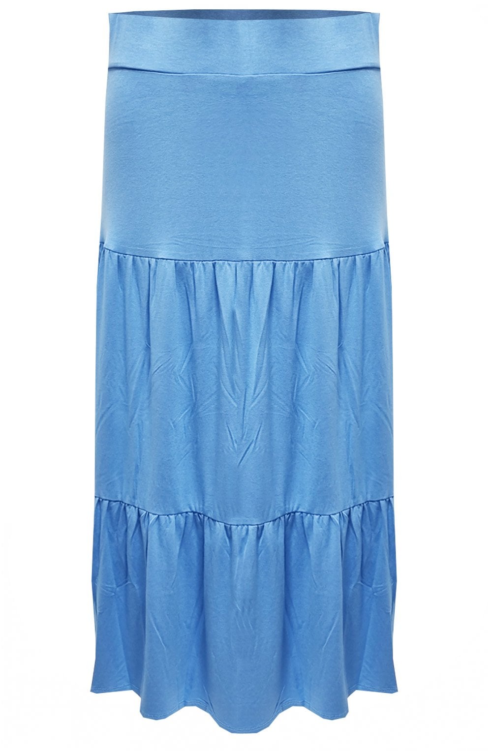 Sky Blue Jersey Tiered Skirt