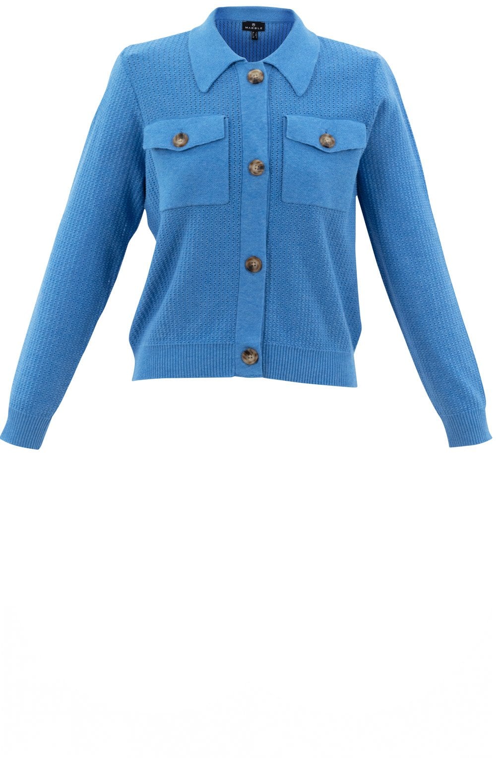 Sky Blue Perforated Knit Cardigan