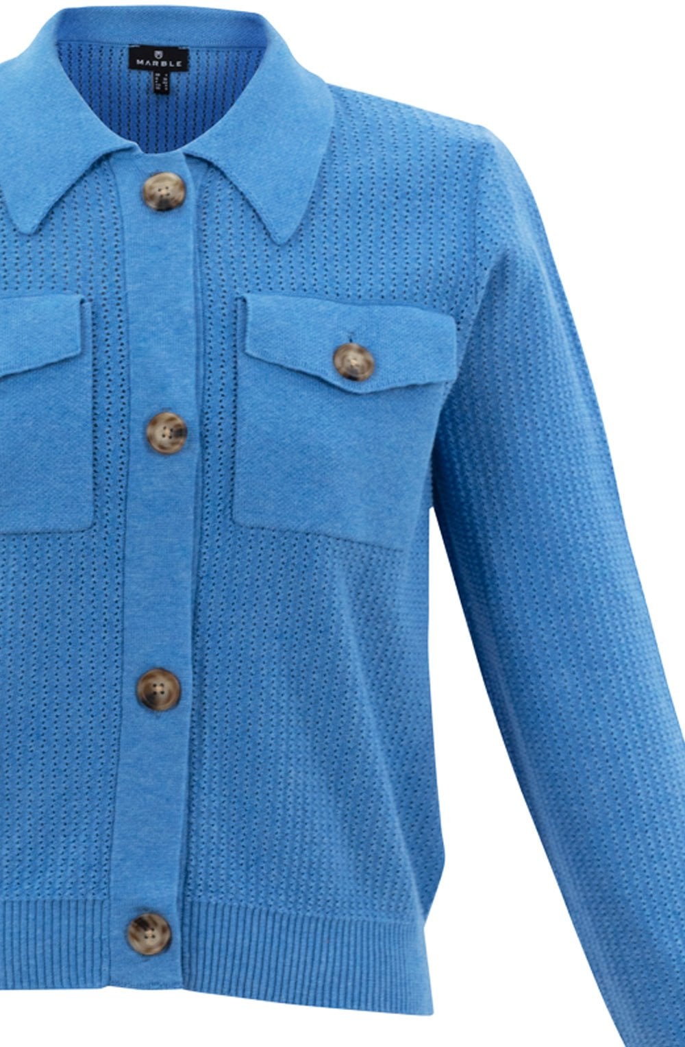 Sky Blue Perforated Knit Cardigan