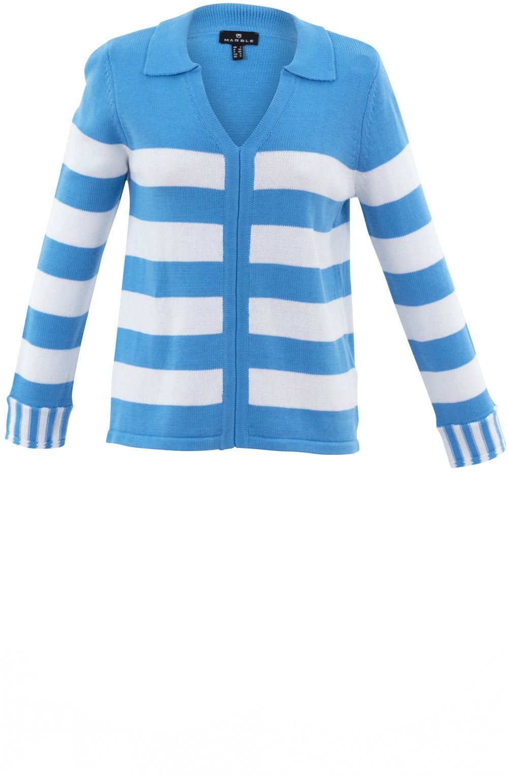 Sky Blue Striped Relaxed Jumper