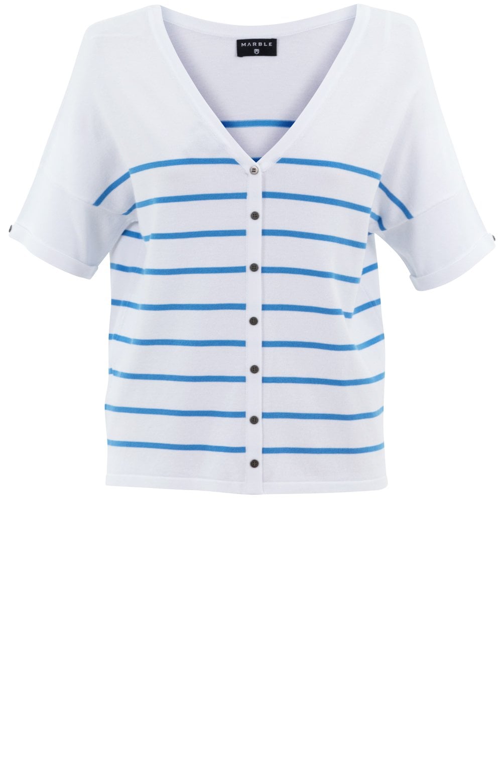 Sky Blue Striped Reversible Sweater