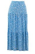 Sky Blue Tiered Jersey Maxi Skirt