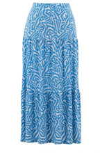 Sky Blue Tiered Jersey Maxi Skirt