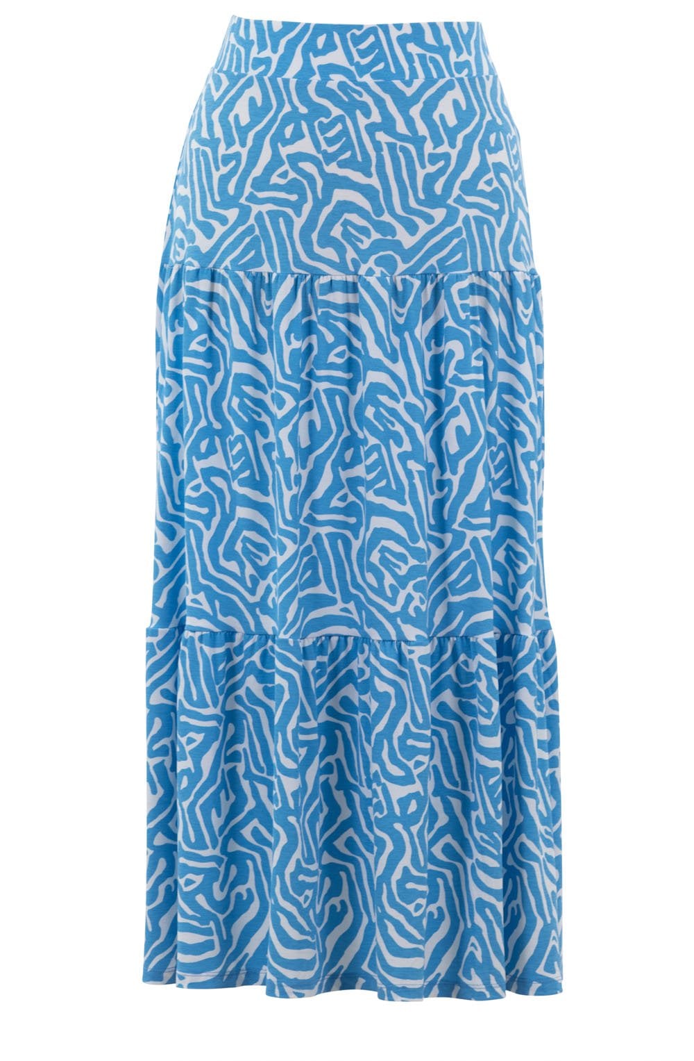 Sky Blue Tiered Jersey Maxi Skirt