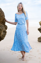 Sky Blue Tiered Jersey Maxi Skirt
