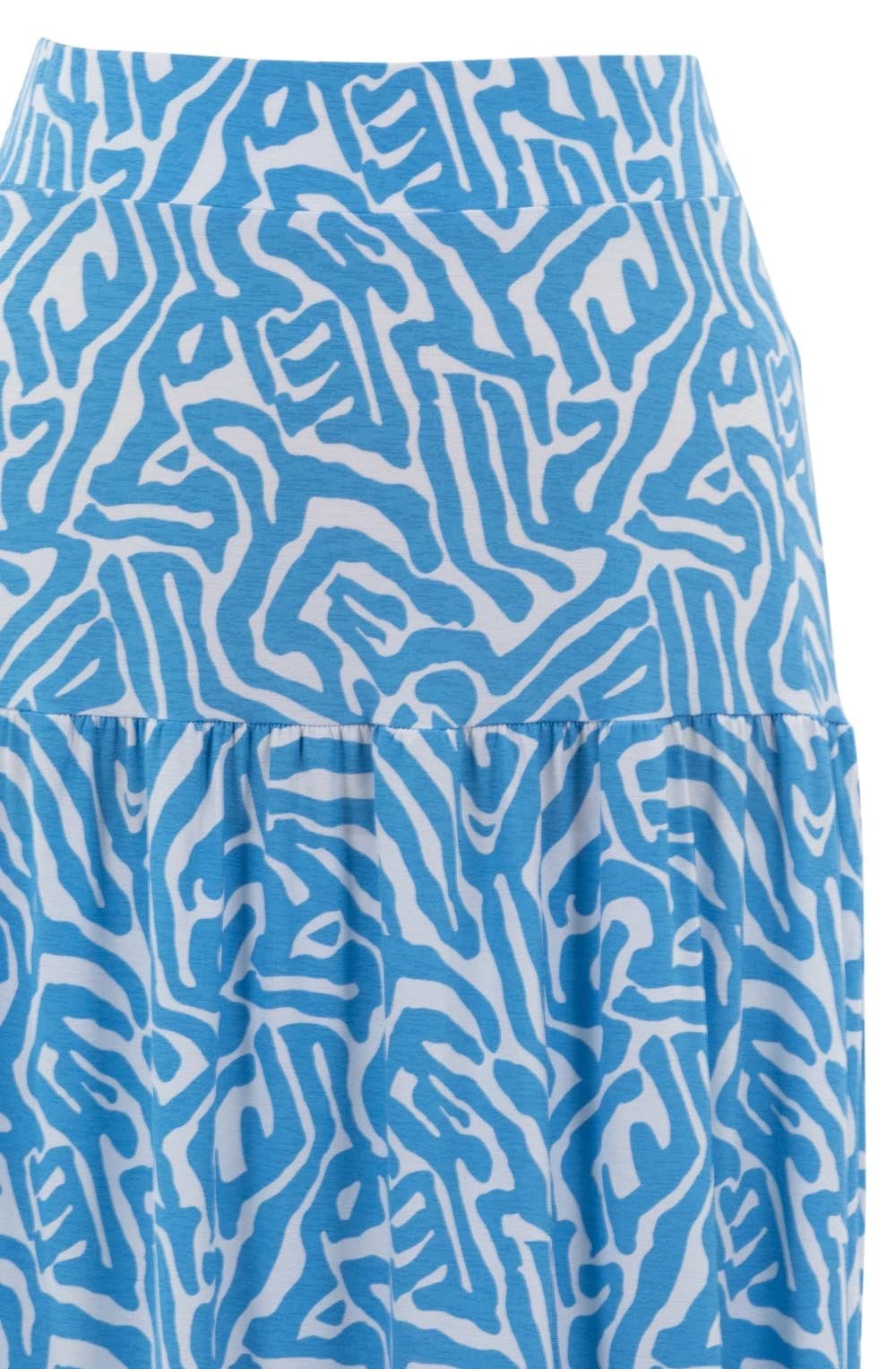 Sky Blue Tiered Jersey Maxi Skirt