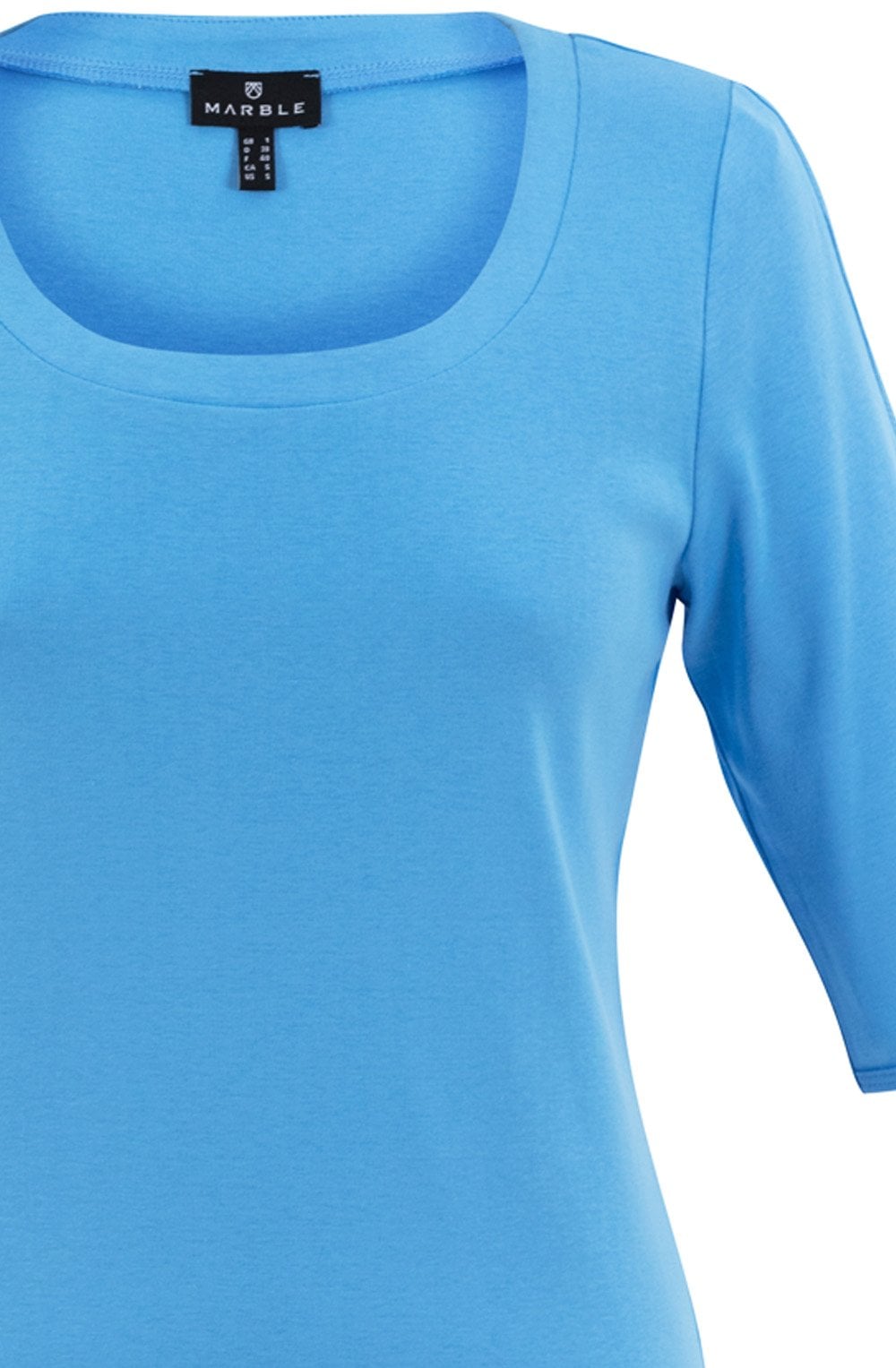 Sky Blue Top with Silver Button Rounded Cuffs