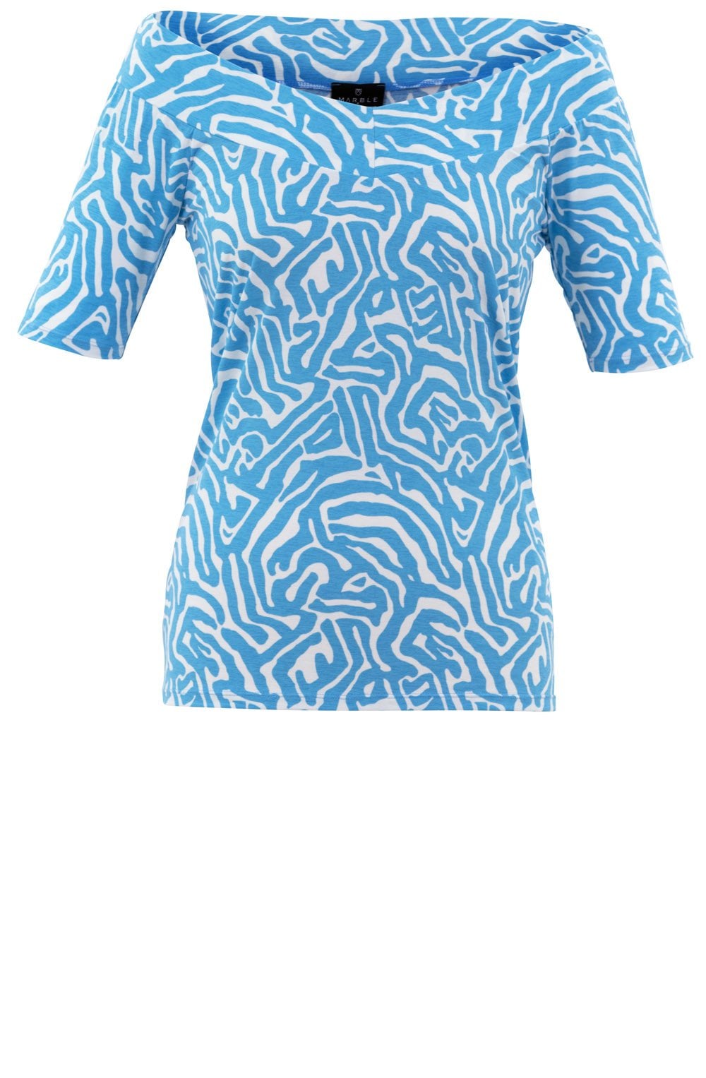 Sky Blue Wide V Neck Top