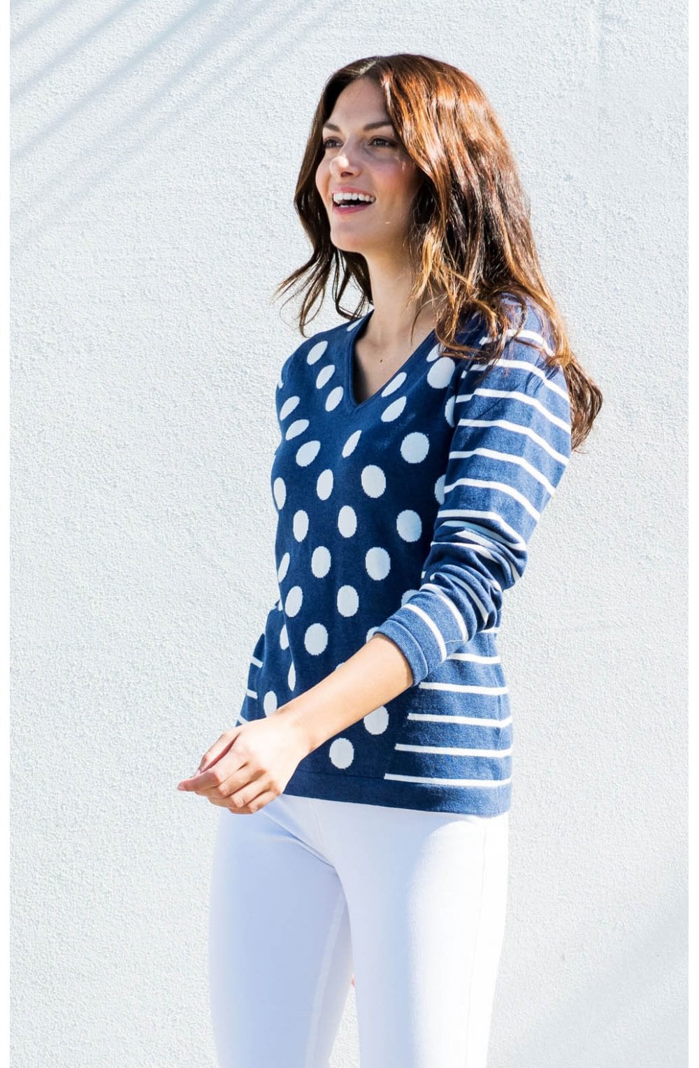 Marble Spot and stripe knit Jumper
