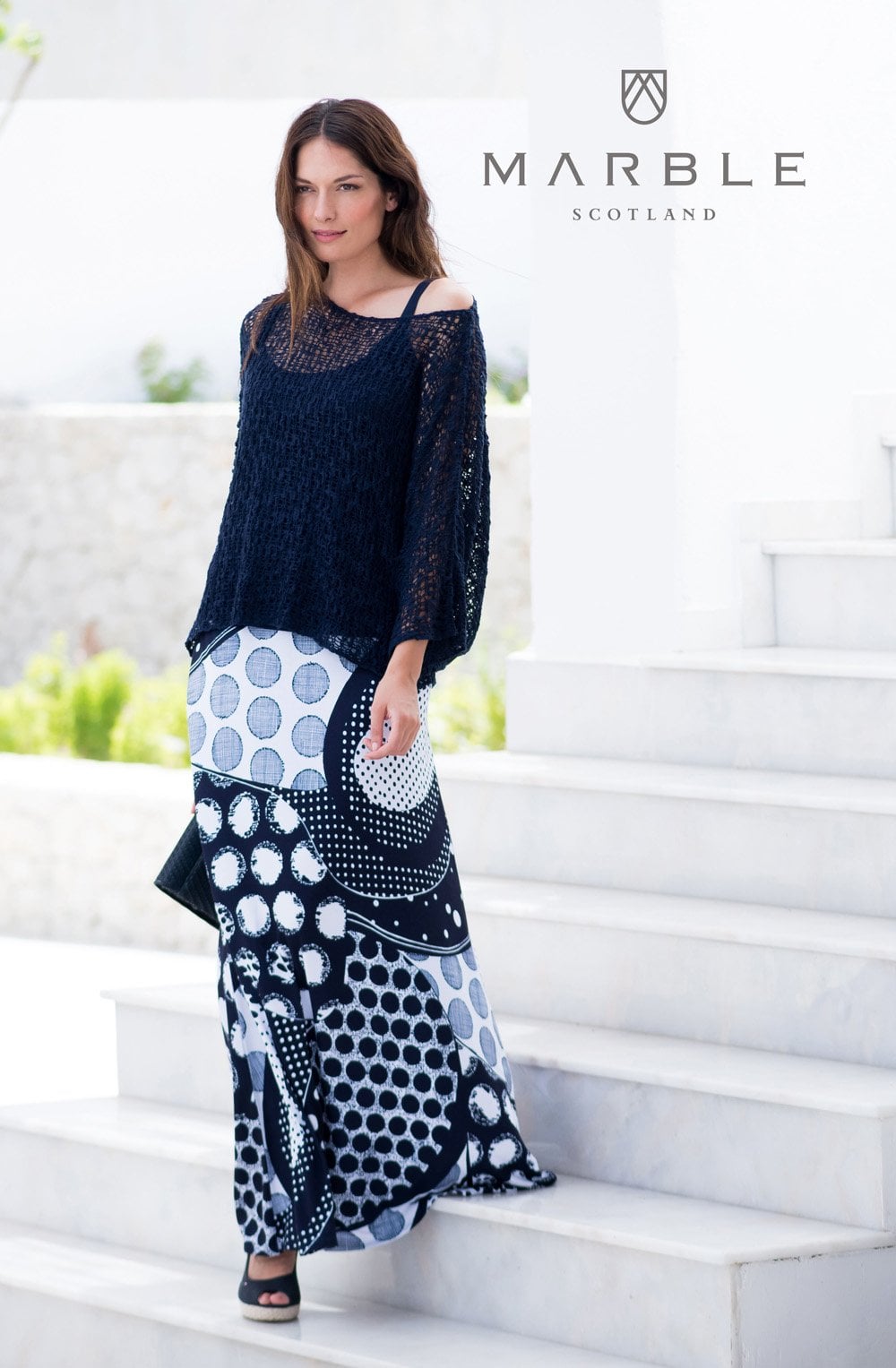 Marble Spot Print Maxi Skirt