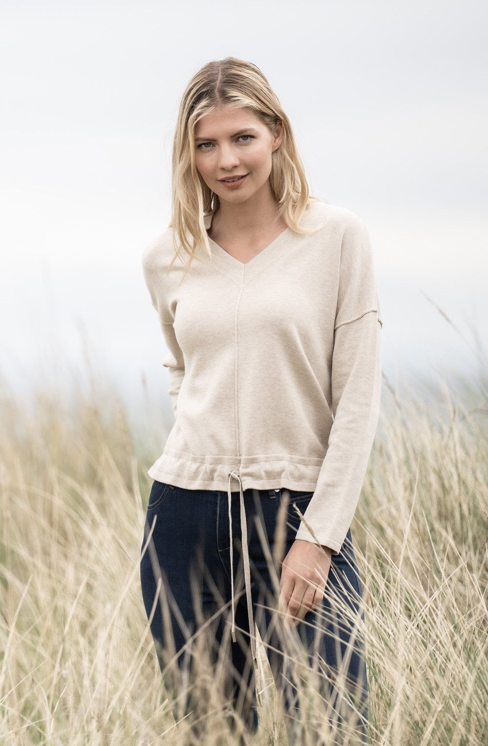 Stone V Neck Jumper