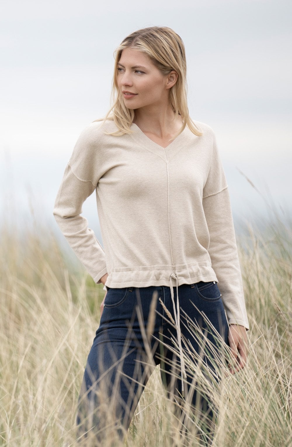 Stone V Neck Jumper
