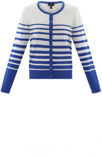 Straight Fit Striped Cobalt Blue Cardigan