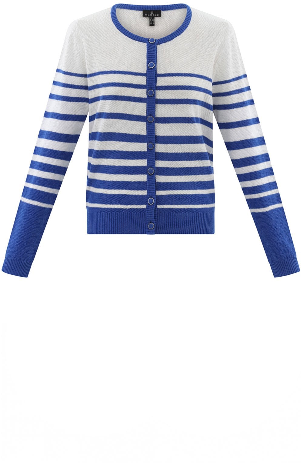 Straight Fit Striped Cobalt Blue Cardigan