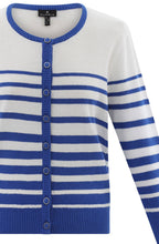Straight Fit Striped Cobalt Blue Cardigan