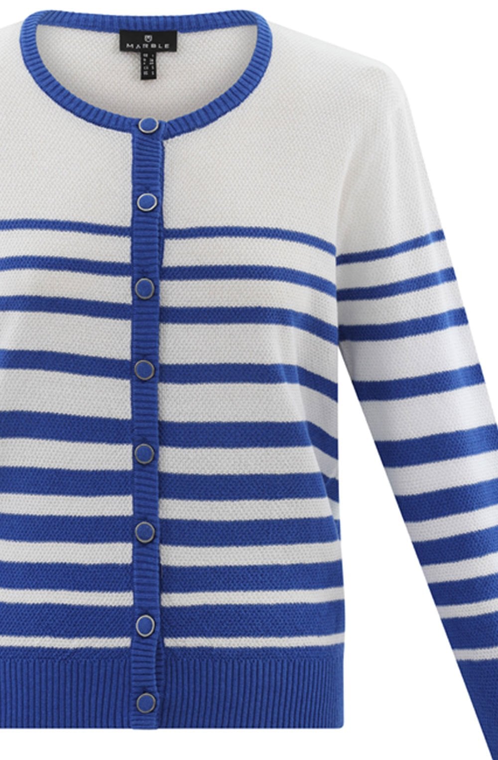 Straight Fit Striped Cobalt Blue Cardigan
