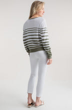 Straight Fit Striped Khaki Cardigan