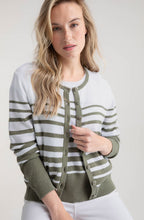 Straight Fit Striped Khaki Cardigan