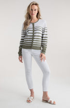 Straight Fit Striped Khaki Cardigan