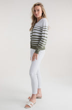 Straight Fit Striped Khaki Cardigan