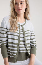 Straight Fit Striped Khaki Cardigan