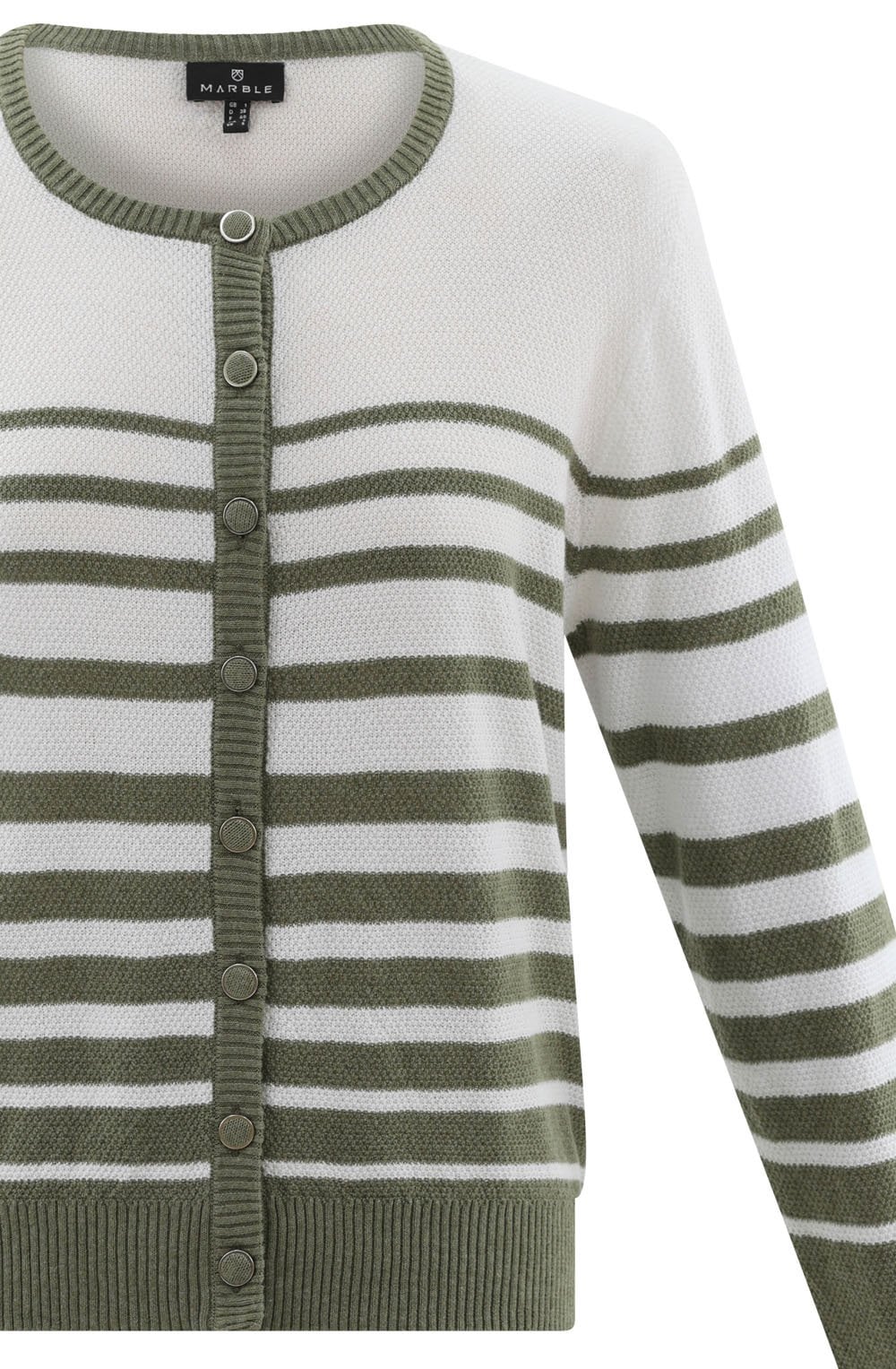 Straight Fit Striped Khaki Cardigan